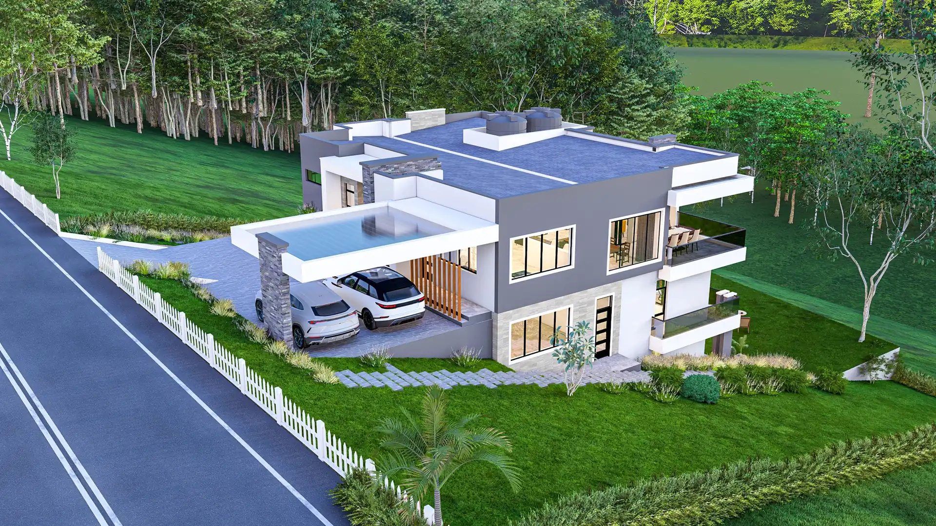 Purpose-Built Maisonette driveway and carport view